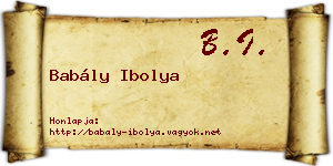 Babály Ibolya névjegykártya